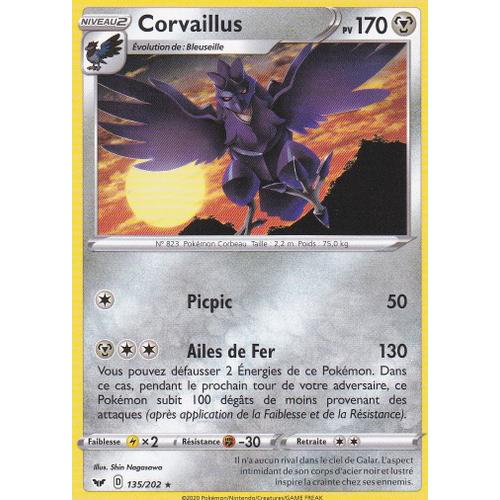 Carte Pokemon - Corvaillus - 135/202 - Rare - Épée Et Bouclier