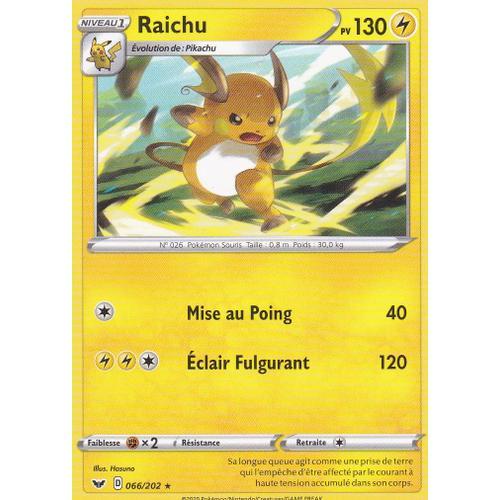 Carte Pokemon - Raichu - 066/202 - Rare - Épée Et Bouclier