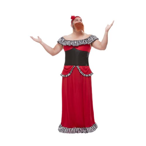 Déguisement De Femme Barbue Rouge Pour Homme (Taille M)