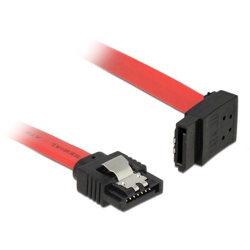 Delock - Câble SATA - Serial ATA 150/300/600 - SATA (M) pour SATA (M) - 50 cm - verrouillé, connecteur à angle gauche - rouge