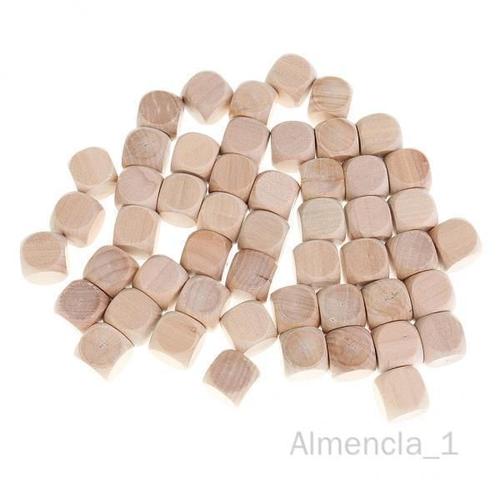 Almencla Dés Vierges En Bois De 16mm, 10x50 Pièces, Dés De Jeu Pour Bricolage, Décoration Et Projets D'artisanat