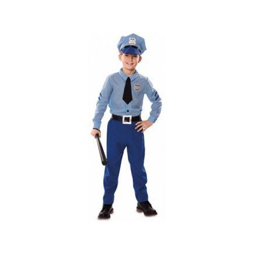 Costume De Policier Pour Enfant 7/9 Ans : Chemise, Cravate, Pantalon, Casquette, Ceinture - Deguisement Metier