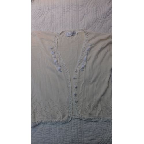 Gilet Femme Jaune Pastel Avec Broderie Dentelle Et Perles
