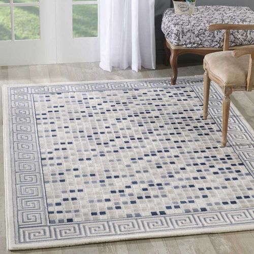 Tapis Salon 160x220 Tissé Bleu Rectangle Motif Géométrique Lyn7 Berim