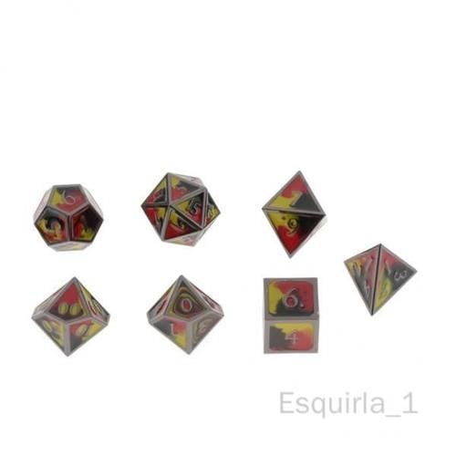 Esquirla 10 Dés Polyédriques En Métal Multi-Faces Pour Écailles De Dragon Rpg Dés Rouge Jaune Noir