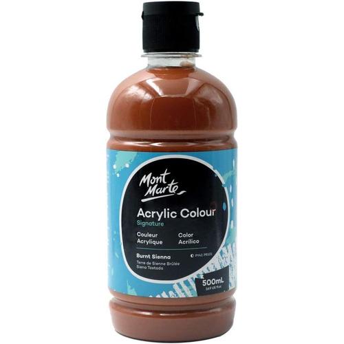 Peinture Acrylique Mont Marte Signature Couleur Terre De Sienne Brûlée En Flacon De 500 Ml,Finition Semi-Mate,Convient Pour Toile,Bois,Tissu,Cuir,Carton,Papier,Mdf Et Travaux Manuels.