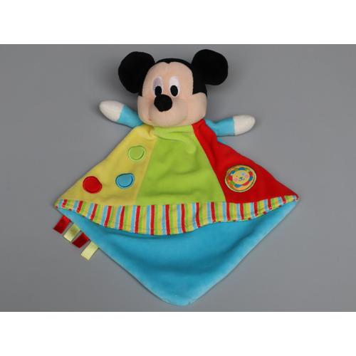 Doudou Mickey Plat Bleu Vert Jaune Rouge Lion Disney