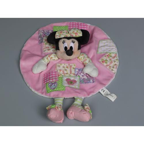 Doudou Minnie Plat Rond Rose Vert Disney Nicotoy