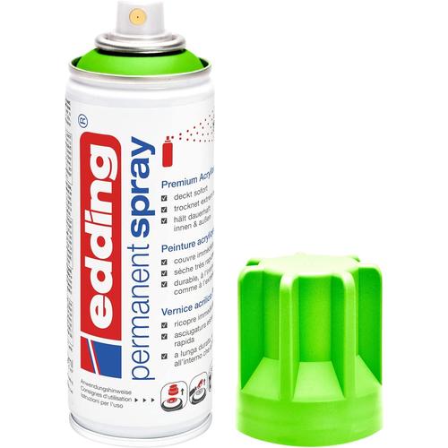 Edding 5200 Spray Permanent -Vert Fluorescent Mat - 200 Ml - Peinture Acrylique Pour Peindre Ou Décorer Verre,Métal,Bois,Céramique,Plastique,Toile - Peinture Acrylique En Aérosol