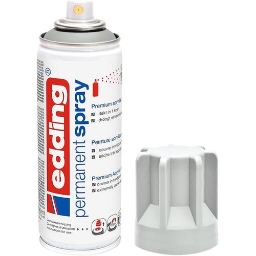 Edding 5200 Spray Permanent - Gris Clair Mat - 200 Ml - Peinture Acrylique Pour Peindre Ou Décorer Verre,Métal,Bois,Céramique,Plastique,Toile - Peinture Acrylique En Aérosol