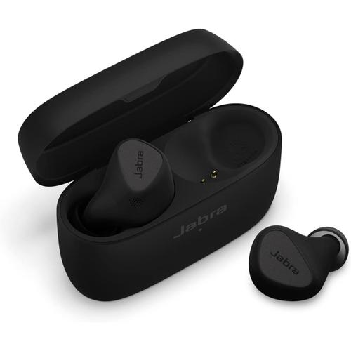 Écouteurs intra-auriculaires Bluetooth Jabra Elite 5 avec suppression active du bruit (ANC) hybride, 6 microphones intégrés pour des conversations claires, ergonomiques...