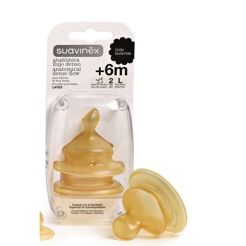Suavinex 2 Tetines Physiologique - Debit Rapide Latex +6m L