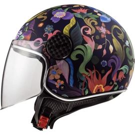 Ls2 Casque Moto Jet Sphere Lux Bloom Deco - Noir - L 59-60 Cm