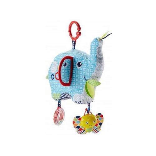 Peluche Elephant D Activites Bleu 20 Cm Fisher Price : Textures Variees, Hochet, Miroir, Grelot - Eveil Bebe