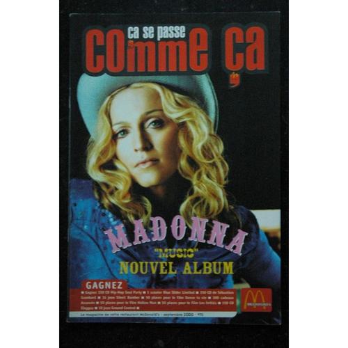 Magazine Mcdonalds 70 Septembre 2000 Cover Madonna Music Nouvel Album