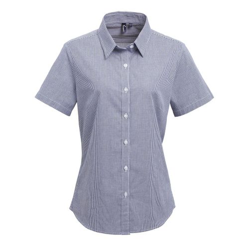 Chemise ? Carreaux Manches Courtes - Femme - Pr321 - Bleu Marine