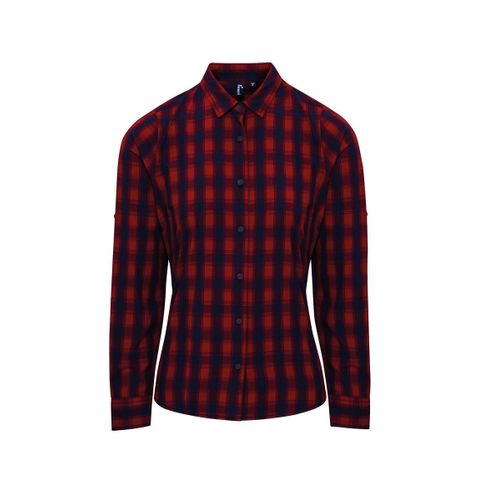 Chemise Manches Longues - Femme - Pr350 - Rouge Et Marine