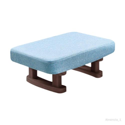 Escabeau Rectangulaire Décoratif, Petit Pouf Bas Pour Dortoir, Salle De Bain Bleu Clair