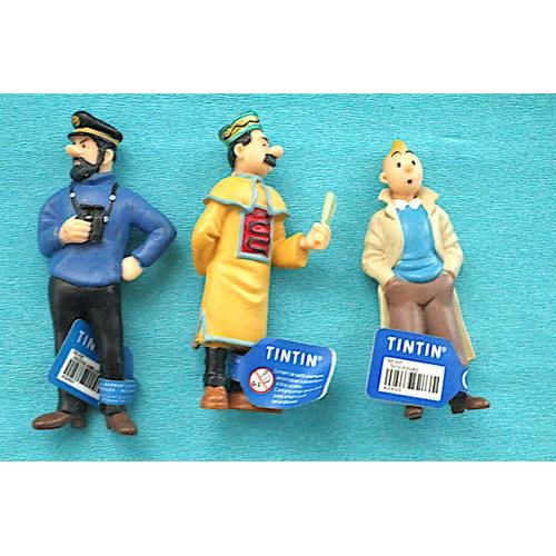 Lot 3 Figurine Tintin Pvc : Tintin- Hadock- Dupont