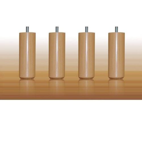 Jeu De Pieds Cylindre Cylindre H15cm D5.5cm Vernis Naturel Filetage 8mm