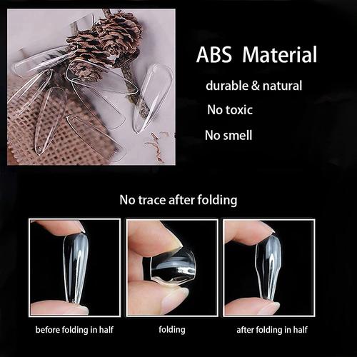 Faux Ongles - Conseils D'ongles En Acrylique 500 Pièces Couverture Complète Faux Ongles 10 Tailles Ongles Aiguilles Avec Étui Pour Bricolage Nail Art -Long Pointu 