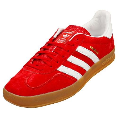 Chaussures Adidas Gazelle Indoor Pour Hommes - Baskets En Daim Et Synthétique, Rouge Blanc - 48