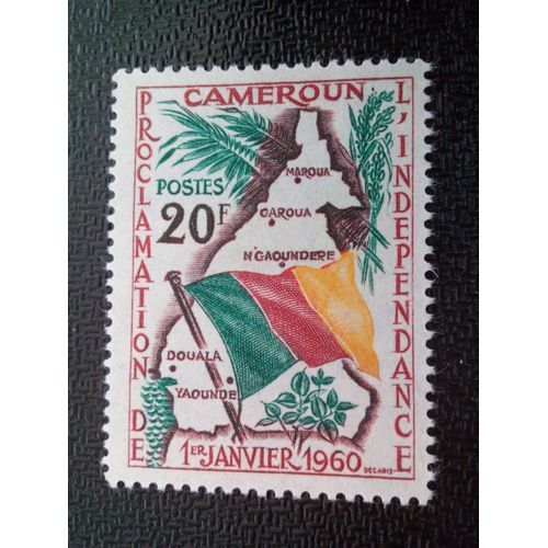 Timbre Cameroun Yt 310 Drapeau Et Carte Du Cameroun 1960 ( 05204 )