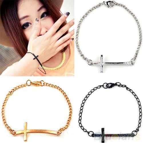 Lot 3x Bracelet Croix Métal Mode Coréenne Christianisme Prier Dieu 3 Couleurs
