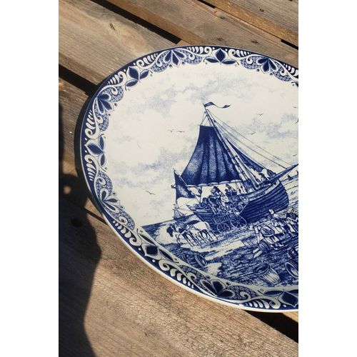 Plat Assiette Delfts Chemkefa Holland Décor "Déchargement Navire Retour De Pêche"