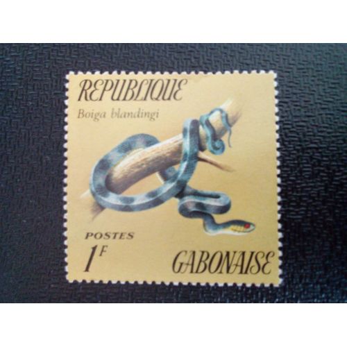 Timbre Gabon Yt 297 Serpent D'arbre Aveugle (Boiga Blandingi) 1972 ( 05204 )