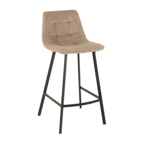 Chaise De Bar Milena Beige En Métal / Velours