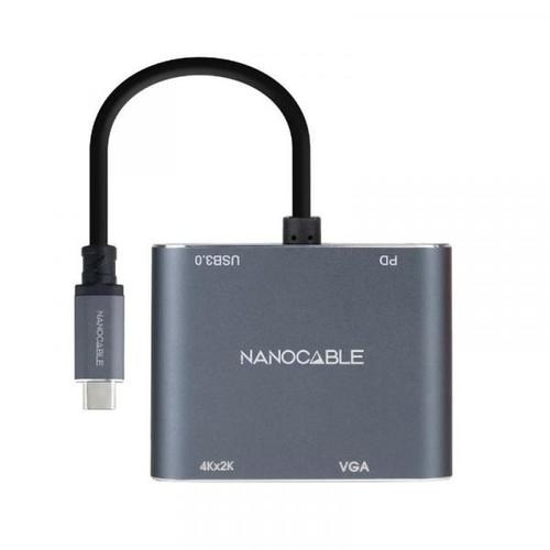 Nanocable Convertisseur Usb-C Vers Hdmi Vga Usb3.0 15 Cm Gris