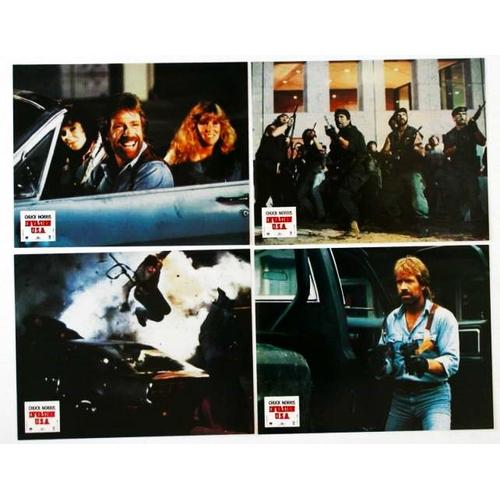 *** Invasion U.S.A. De Joseph Zito - Chuck Norris - 1985 - Jeu De 11 Photos D'exploitation De Cinéma En Couleurs Originales - 21x27,5 Cm - Avec Pochette - Tbe ( Epinglées Aux Coins ) ***