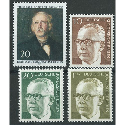 Timbres Berlin Allemagne Fédérale 1970 Théodore Fontane Et Gustav Heineman Neufs** N° 328 341 342 351