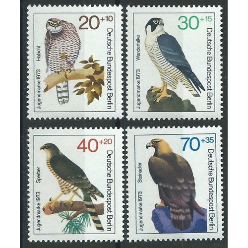 Timbres Berlin Allemagne Fédérale 1970 Oiseaux Rapaces Neufs** N° 407 408 409 410