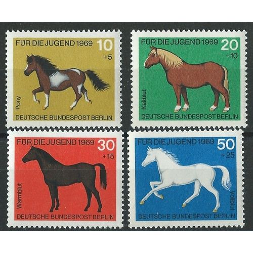 Timbres Berlin Allemagne Fédérale 1969 Chevaux Neufs** N° 301 302 303 304
