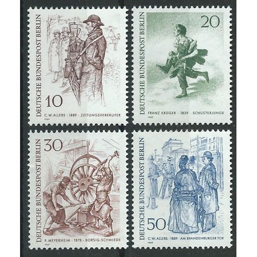 Timbres Berlin Allemagne Fédérale 1969 Berlin Au 19ème Siècle Neufs** N° 306 307 308 309