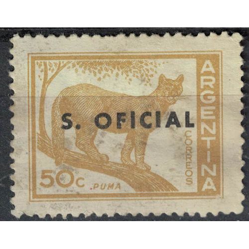 Argentine 1960 Oblitéré Used Animal Fauve Felis Concolor Puma Surchargé Su