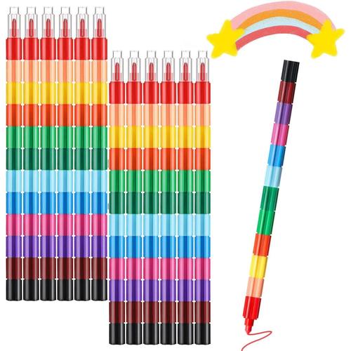 Crayon De Couleur Empilables,10 Pièces Crayon Empilables,Couleur Crayons Multicolore,Idéal En Pochette-Surprise En Classe, Cadeau D'anniversaire, Jouets De Fête