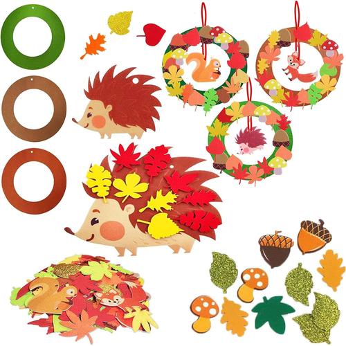 Kit De Bricolage En Feutre D'automne Pour Enfants, 3 Pièces De Guirlande D'automne Et 2 Kits De Bricolage Hérisson, Pour Enfants Arts Et Artisanat Pour L'automne Et L'hiver, Kits Créatifs