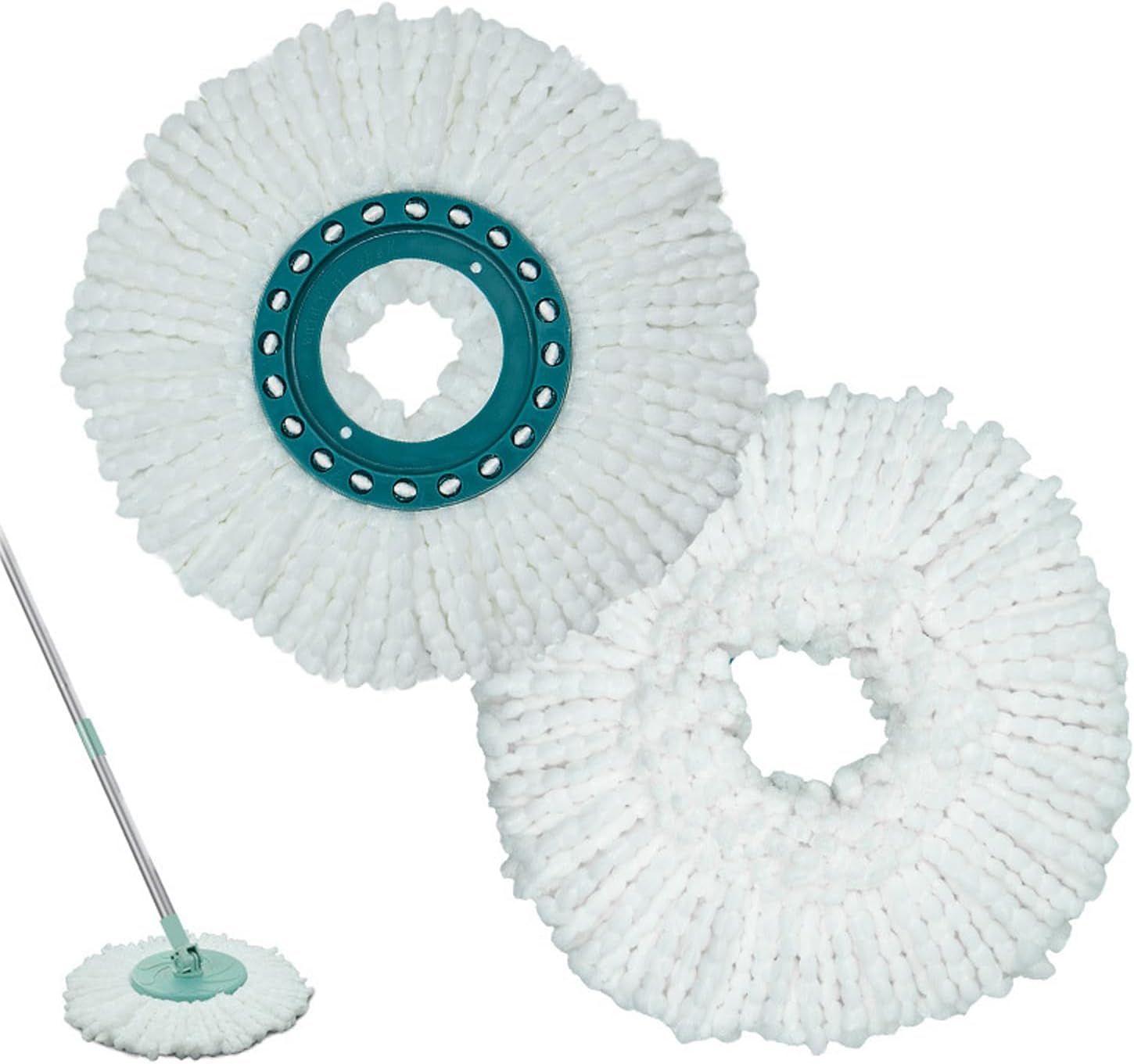 ®Lot de 2 Têtes de Rechange Clean Twist Disc Mop compatibles avec Leifheit - en Microfibre absorbante - Convient pour à Tous Types de sols - Facile à remplacer, Peut être lavé en Machine