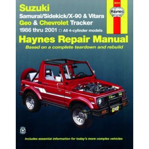 Suzuki Samurai 1986-95, Sidekick 1989-98, X-90 1996-98 & Vitara 1999-01, Geo Tracker 1986-97 & Chevrolet Tracker 1998-01