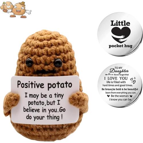 Pocket Hug Positive Potato, Poupée De Pomme De Terre Positive Tricotée De Manière Créative Avec Porte Bonheur, Mini Figurines En Peluche Drôle De Positive Potato Cadeaux Pour Amis Collègues (A)