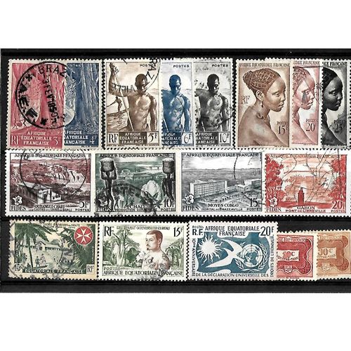 Colonie Française-Afrique Equatoriale Française-Lot De 17 Timbres Oblitérés-Très Bon Etat