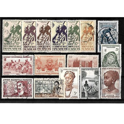 Colonie Française-Afrique Occidentale Française-Lot De 16 Timbres Oblitérés-Très Bon Etat