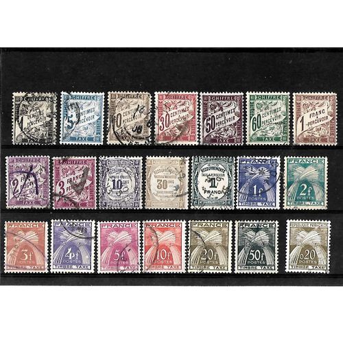 France-Timbre Taxe-Lot De 21 Timbres Oblitérés-Très Bon Etat