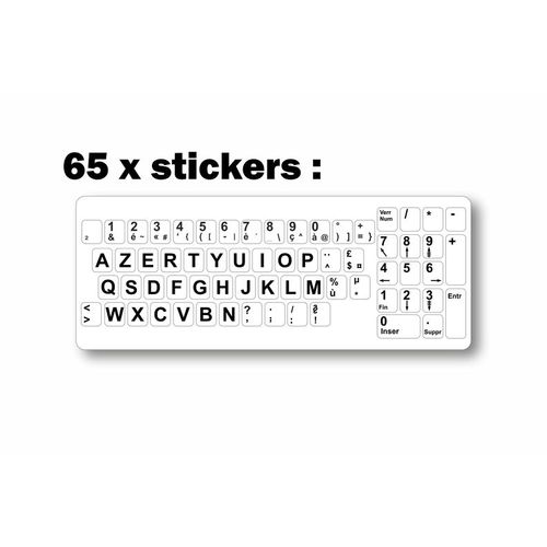 Autocollant Sticker Vinyl Clavier Azerty Pas Transparent Mais Blanc