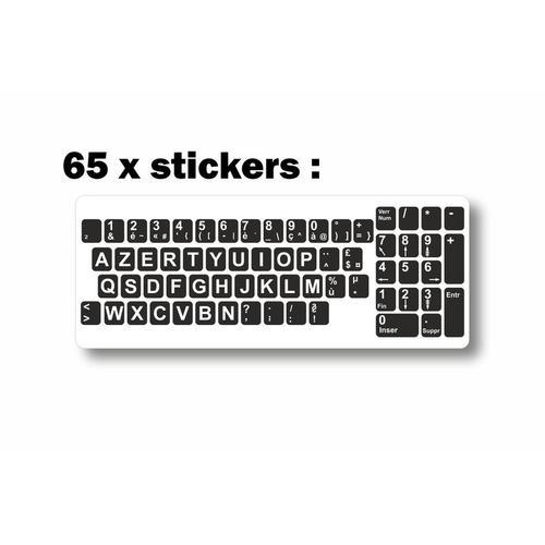 Autocollant Sticker Vinyl Clavier Azerty Pas Transparent Mais Noir