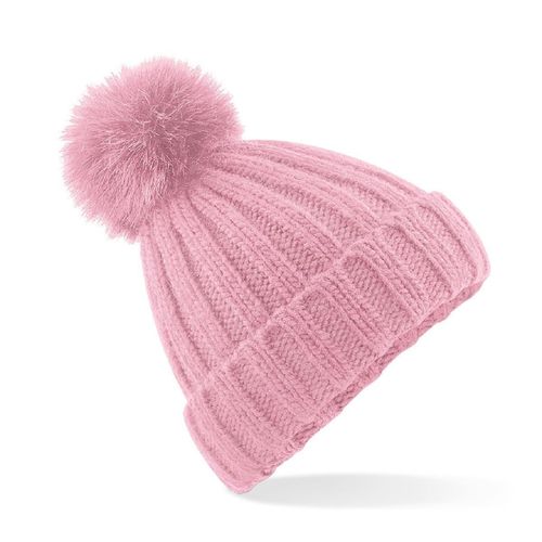 Bonnet ? Pompon En Maille ?Paisse - Adulte - B413 - Rose Clair