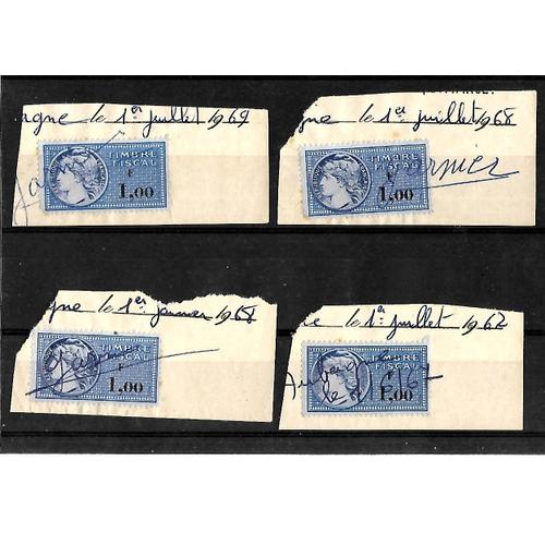 France-Lot De 4 Timbres Fiscaux Oblitérés-Très Bon Etat